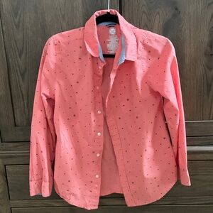 Wonder Nation Coral Button Down Shirt with Dots